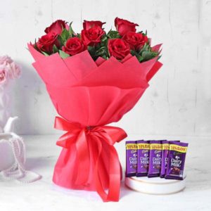 Red Rose Bouquet with Cadbury Chocolates - Make It’s Extra Special